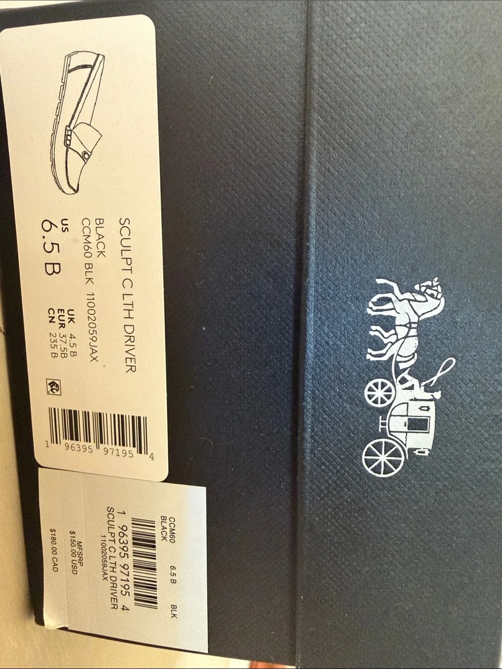 Coach Black Pebble Leather Loafers with Gold 'C' Accent